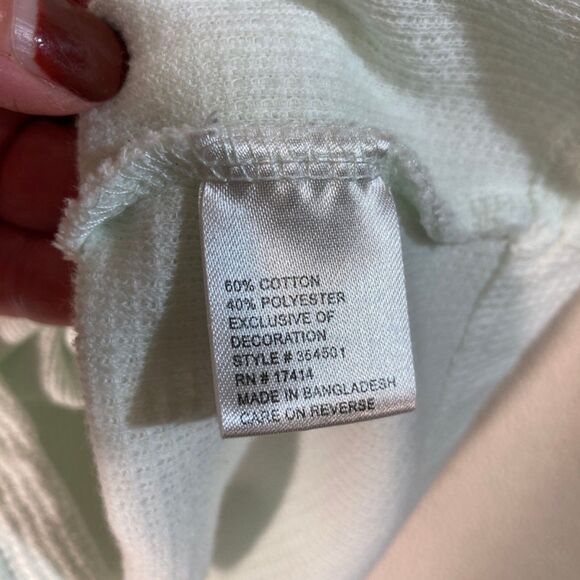 Miss Elaine Bath Robe Med Mint Green‎ Waffle Knit Embroidered Cottagecore Granny - Picture 6 of 11